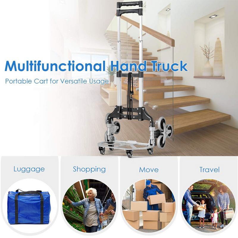 Load image into Gallery viewer, Goplus Stair Climbing Cart, All Terrain Stair Climbing Hand Truck with Bungee Cord, Heavy Duty with 6 Wheels - GoplusUS
