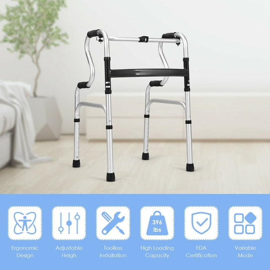 Folding Walker, 400LBS FDA Certification Toilet Armrest - GoplusUS