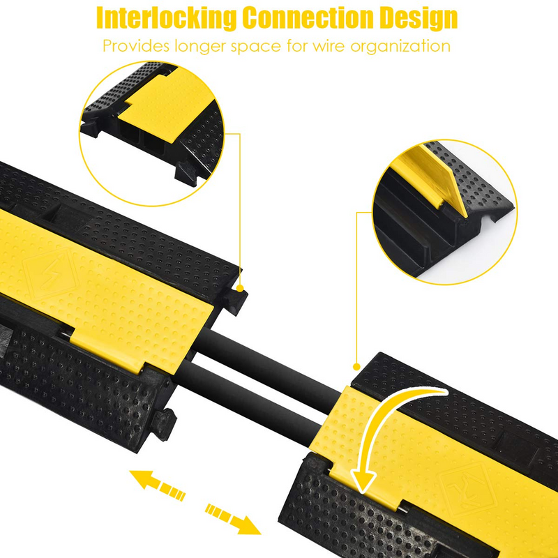 Load image into Gallery viewer, Goplus Rubber Cable Protectors, 2 Channel Hose Cable Protector Ramp Heavy Duty Traffic Speed Bump - GoplusUS
