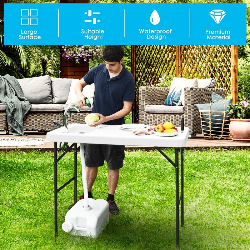 Load image into Gallery viewer, Folding Fish Table Fillet Hunting Cleaning Cutting Camping Sink Table - GoplusUS
