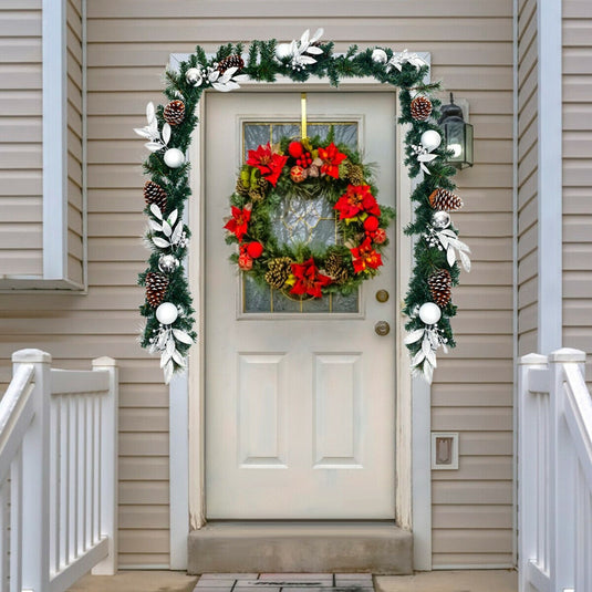 9FT Pre-lit Christmas Garland, with 50 LED Lights - GoplusUS