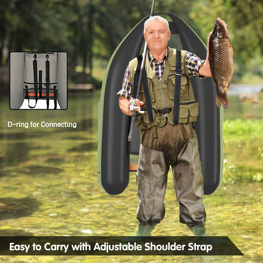 Inflatable Fishing Float Tube, with Storage Pockets - GoplusUS