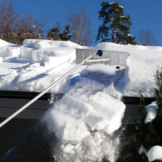 Goplus Aluminum Snow Rake, Lightweight Snow Removel Tool w/ 26 inch Width Blade (5ft to 20ft) - GoplusUS
