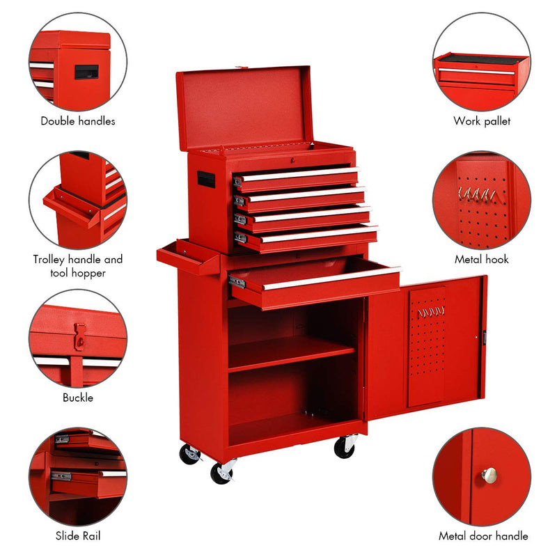 Load image into Gallery viewer, 5-Drawer Rolling Tool Chest, Tool Storage Box - GoplusUS
