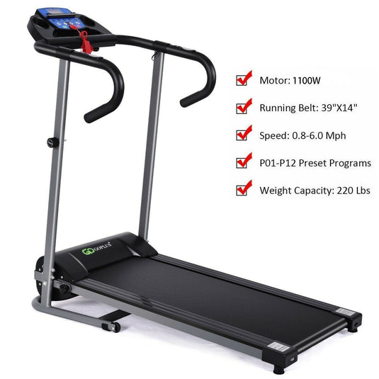 Electric Folding Treadmill with LCD Display and Heart Rate Sensor - GoplusUS