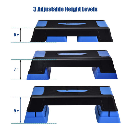 High Rise Stepper 30'' Aerobic Stepper with Risers, 5 x 7 x 9 Levels Height Adjustable ...