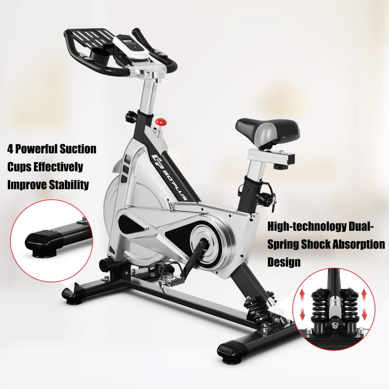Load image into Gallery viewer, Adjustable Exercise Bike, Stationary Silent Bicycle with Dual-Spring Shock Absorption - GoplusUS
