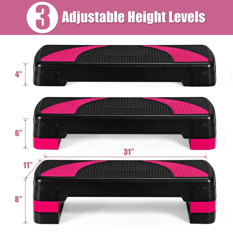 Load image into Gallery viewer, 31&quot; Aerobic Exercise Stepper Deck for Home Gym and Office (Black+Pink) - GoplusUS

