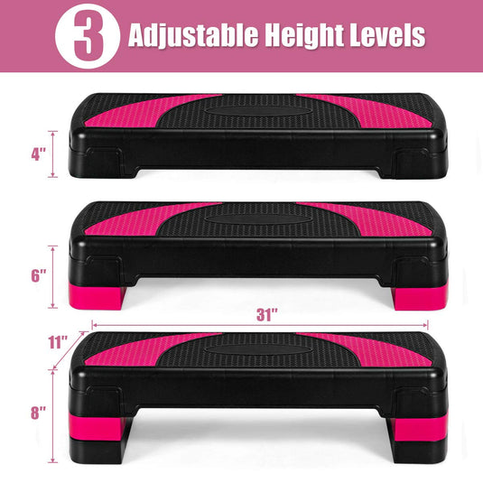 31" Aerobic Exercise Stepper Deck for Home Gym and Office (Black+Pink) - GoplusUS