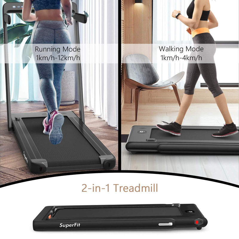 Load image into Gallery viewer, 2 in 1 Folding Treadmill with Dual Display, 2.25HP Superfit Under Desk Electric Pad - GoplusUS

