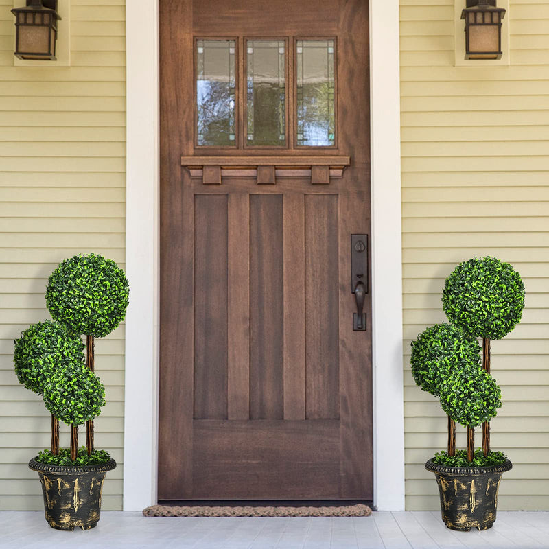 Load image into Gallery viewer, 2.5 Ft/3 Ft  Artificial Boxwood Topiary Tree, Fake Greenery Plants Triple Ball Tree - GoplusUS
