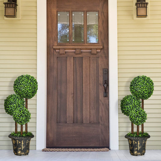 2.5 Ft/3 Ft  Artificial Boxwood Topiary Tree, Fake Greenery Plants Triple Ball Tree - GoplusUS
