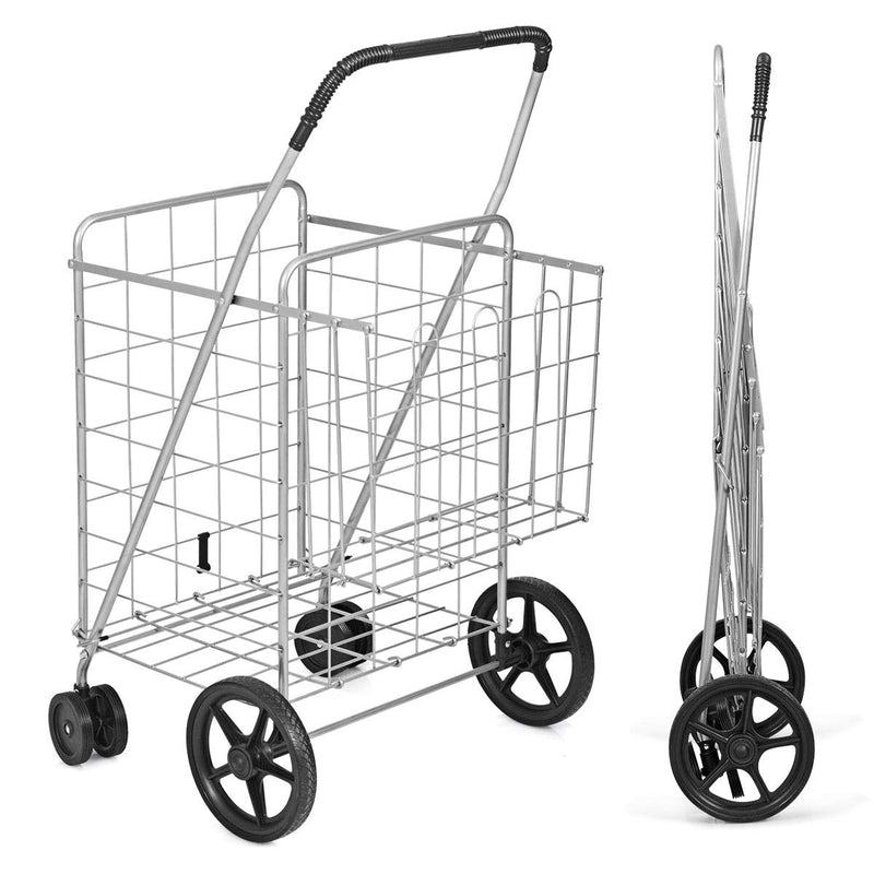 Load image into Gallery viewer, Jumbo Folding Shopping Cart for Grocery Laundry Book Luggage Travel - GoplusUS
