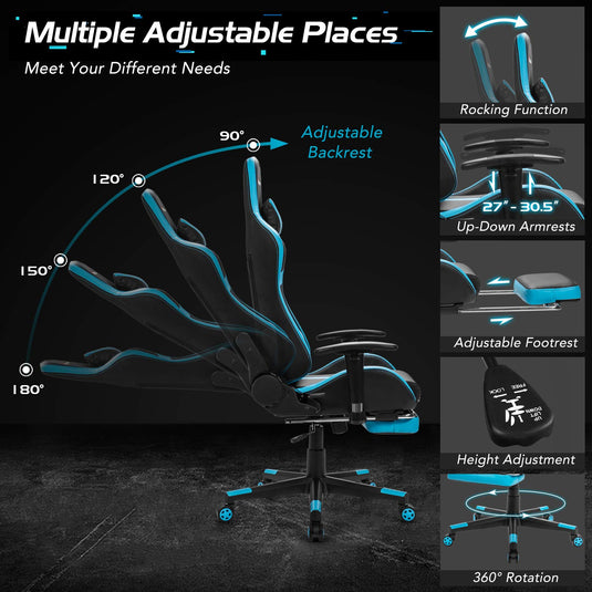 Gaming Chair, Massage Office Chair Computer Gaming Racing Chair - GoplusUS