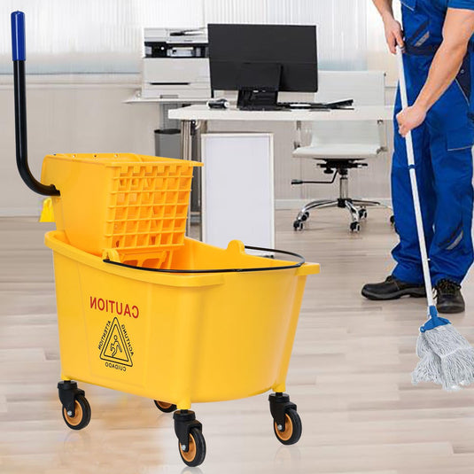Commercial Mop Bucket Side Press Wringer Cleaning Caddy - GoplusUS