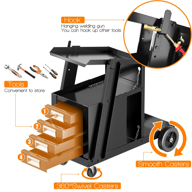 Load image into Gallery viewer, Welder Cart, MIG TIG ARC Welding Plasma Cutter Tank Storage

