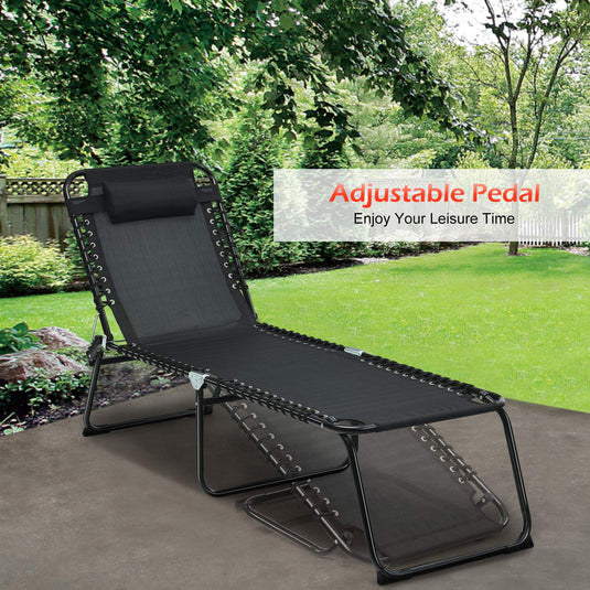 Folding Beach Lounge Chair Black/Gray) - GoplusUS