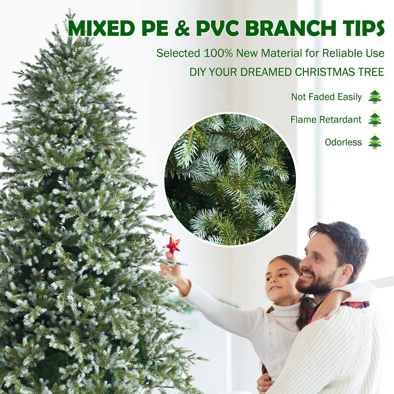 Load image into Gallery viewer, Goplus 8ft Artificial Christmas Tree, Unlit Hinged Xmas Spruce Tree w/ 1658 Mixed PE &amp; PVC Branch Tips - GoplusUS
