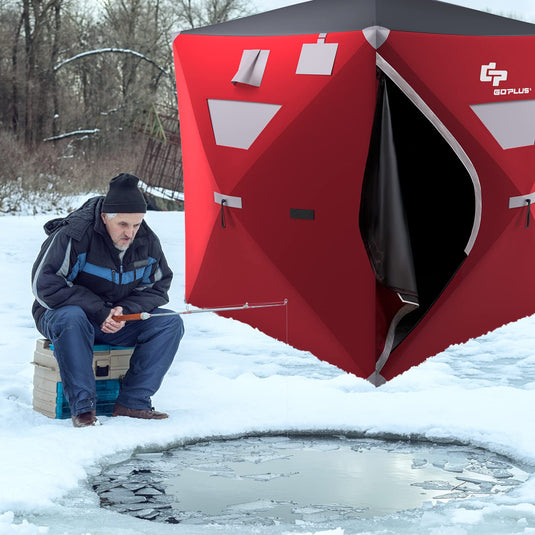 Portable Ice Shelter Pop-up Ice Fishing Tent Shanty 3-4 Person