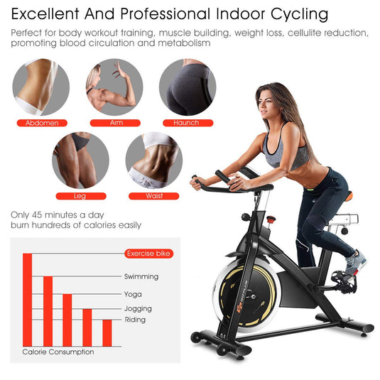 Indoor Cycling Bike, Stationary Bicycle with Flywheel and LCD Display - GoplusUS