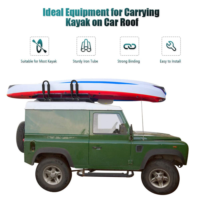 Load image into Gallery viewer, Goplus Kayak Carrier Universal 2 Pair J- Shape Rack Canoe Boat Surf Ski Roof Top Mounted - GoplusUS
