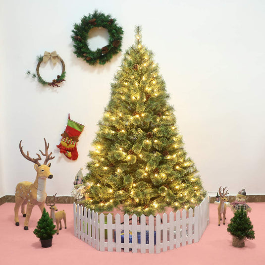 6FT Prelit Christmas Tree, Flowering Hinged Christmas Tree - GoplusUS