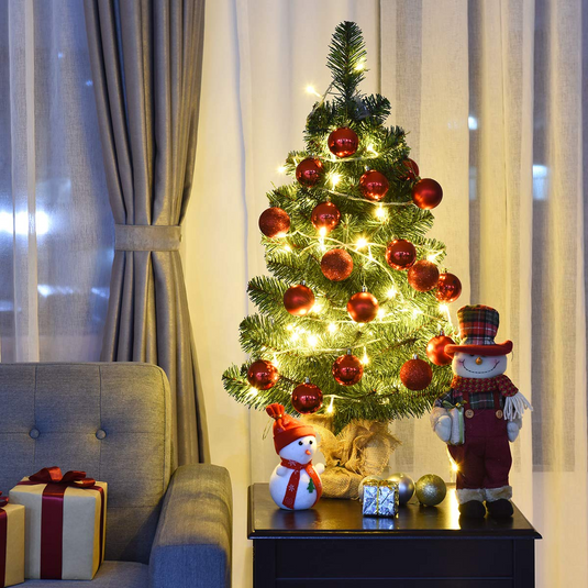 Goplus Christmas Tree Tabletop Artificial PVC Green Spruce Tree in Burlap Base - GoplusUS