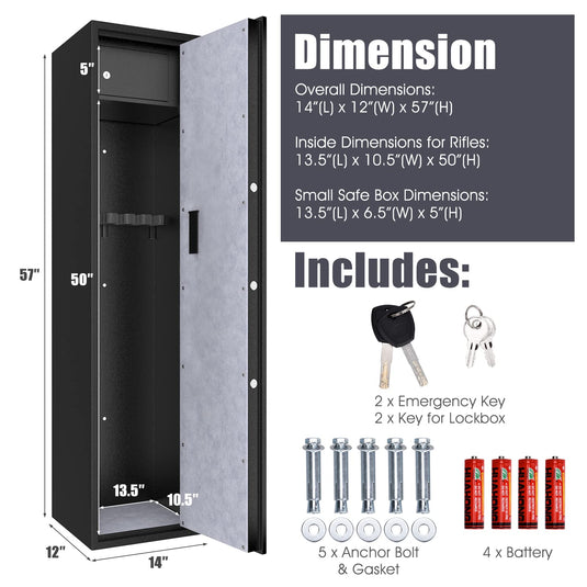 Rifle Gun Safe, Large Long Gun Safe w/Separate Pistol Lock Box