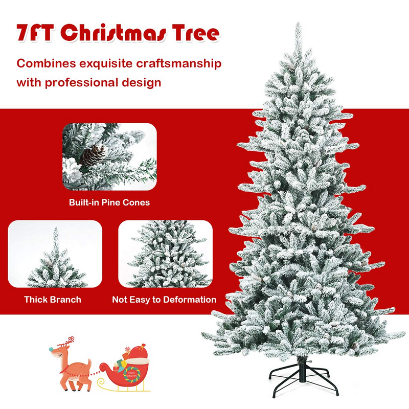 Load image into Gallery viewer, Goplus 7ft Snow Flocked Artificial Christmas Tree - GoplusUS
