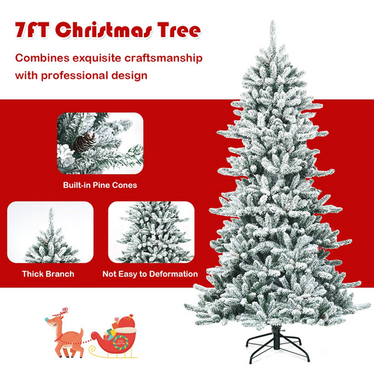 Goplus 7ft Snow Flocked Artificial Christmas Tree - GoplusUS
