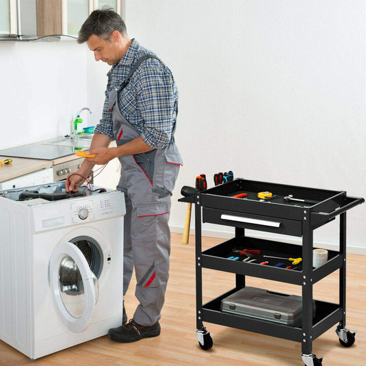 Service Tool Cart Tool Organizers, 330 LBS Capacity 3-Tray Rolling Utility Cart