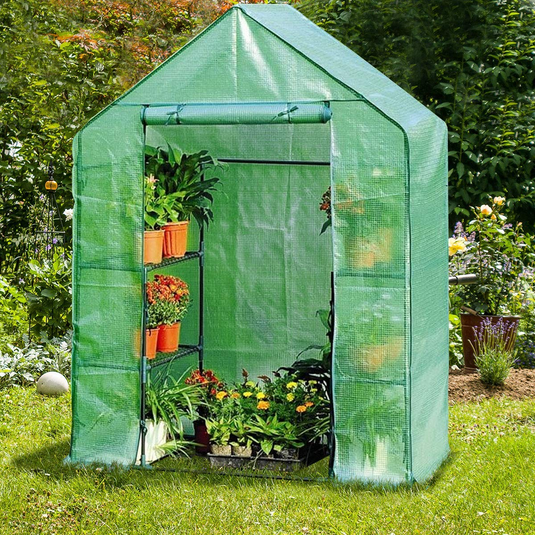 Green House Walk in Plant Gardening Greenhouse Plastic 4-Tier 8 Shelves for Indoor Outdoor, 4.9