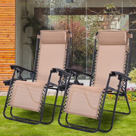 Goplus 2PC Zero Gravity Chairs Lounge Patio Folding Recliner - GoplusUS