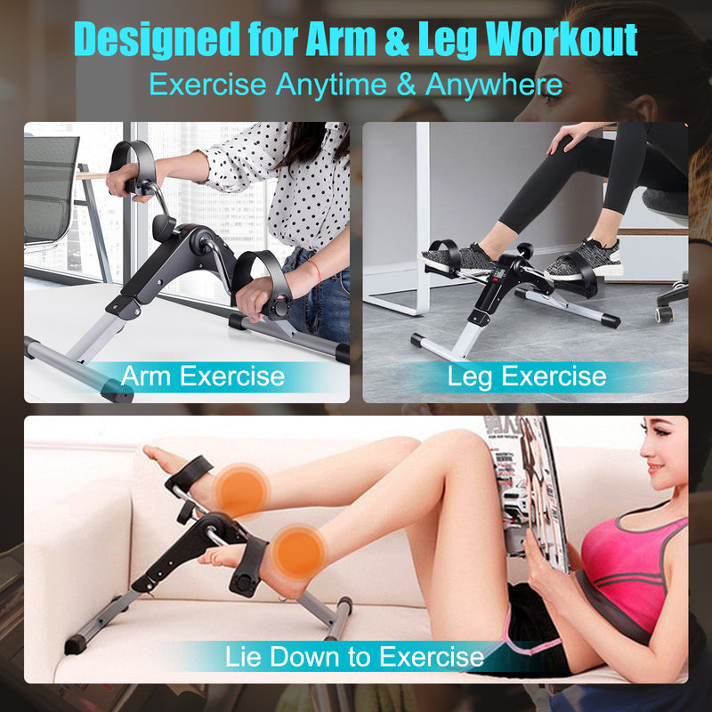 Load image into Gallery viewer, Folding Pedal Exerciser, Adjustable Resistance Mini Exercise Bike - GoplusUS
