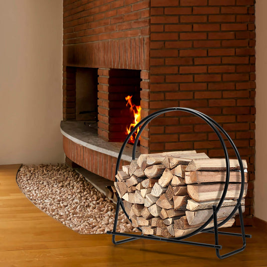 30 Inch Firewood Log Hoop, Tubular Steel Log Holder - GoplusUS