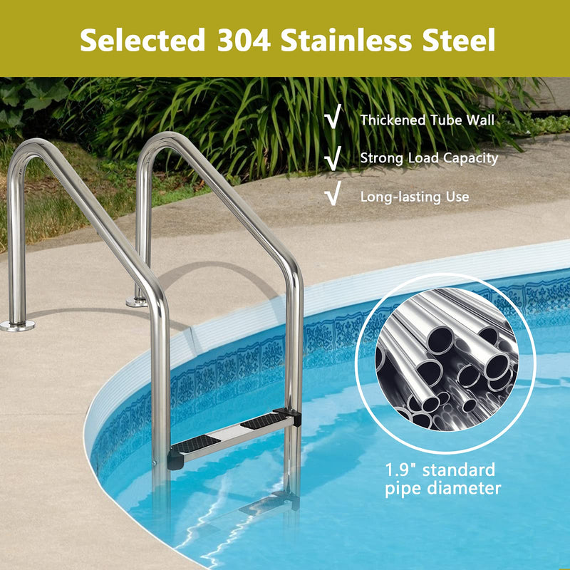 Load image into Gallery viewer, Swimming Pool Ladder, 3-Step In-Ground Stainless Steel Step for Indoor/Outdoor Pool
