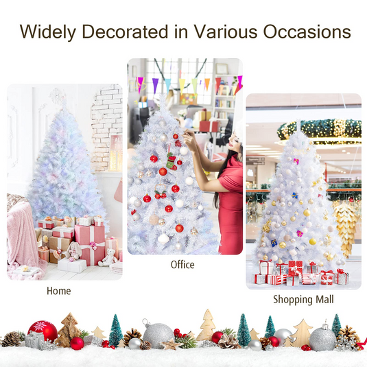 Goplus Artificial Christmas Tree, Hinged Unlit Full Xmas Pine Tree, Quick Set-Up, for Indoor Home Office Holiday Decoration - GoplusUS