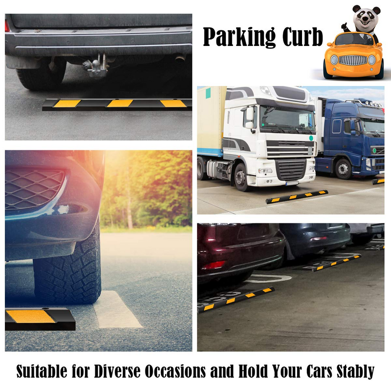 Load image into Gallery viewer, Goplus Rubber Parking Curb, 72&quot; Heavy Duty Packing Block Parking Target with 8 High Reflective Yellow Safety Stripes - GoplusUS
