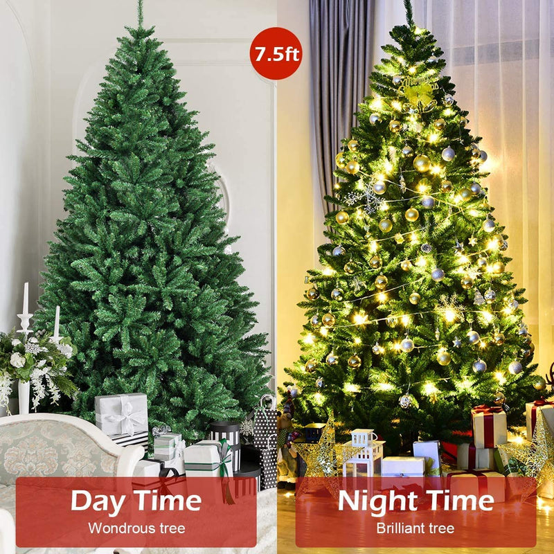 Load image into Gallery viewer, Artificial Douglas Christmas Tree, 7.5 Unlit Hinged Pine Tree with 2254 Branch Tips and Solid Metal Stand - GoplusUS
