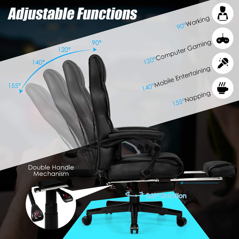 Load image into Gallery viewer, Massage Gaming Chair, Seat Height Adjustment Racing Computer Office Chair - GoplusUS
