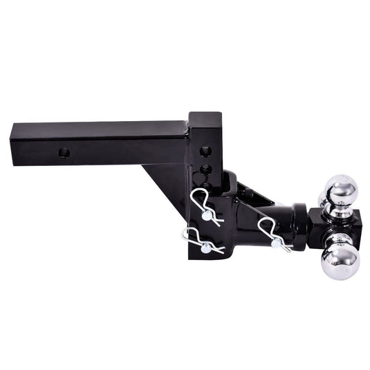 Triple Ball Swivel Adjustable Drop Turn Trailer Tow Hitch Mount for 2" Receiver