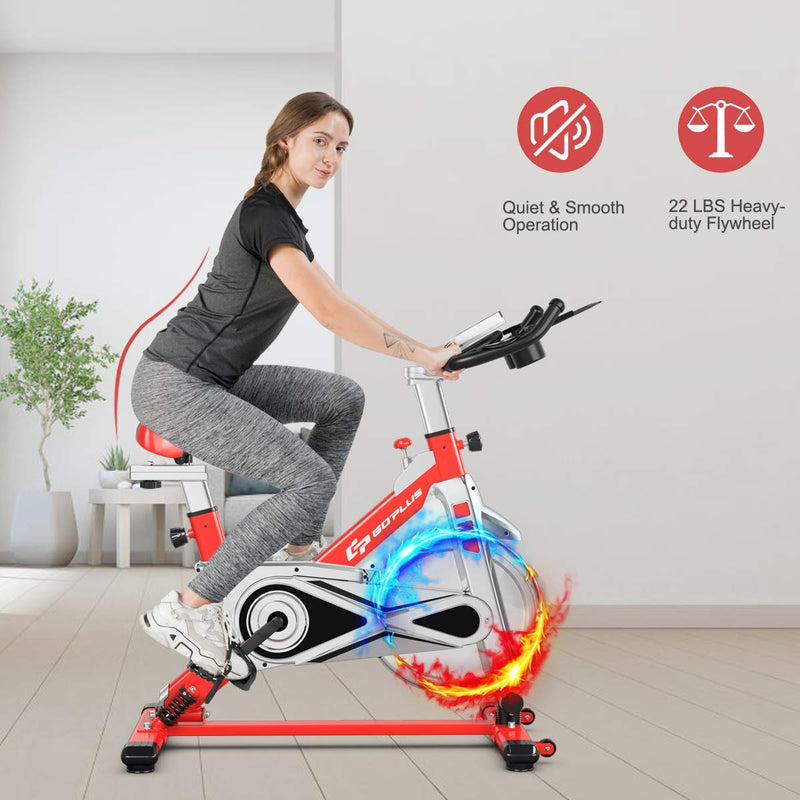 Load image into Gallery viewer, Adjustable Exercise Bike, Stationary Silent Bicycle with Dual-Spring Shock Absorption - GoplusUS
