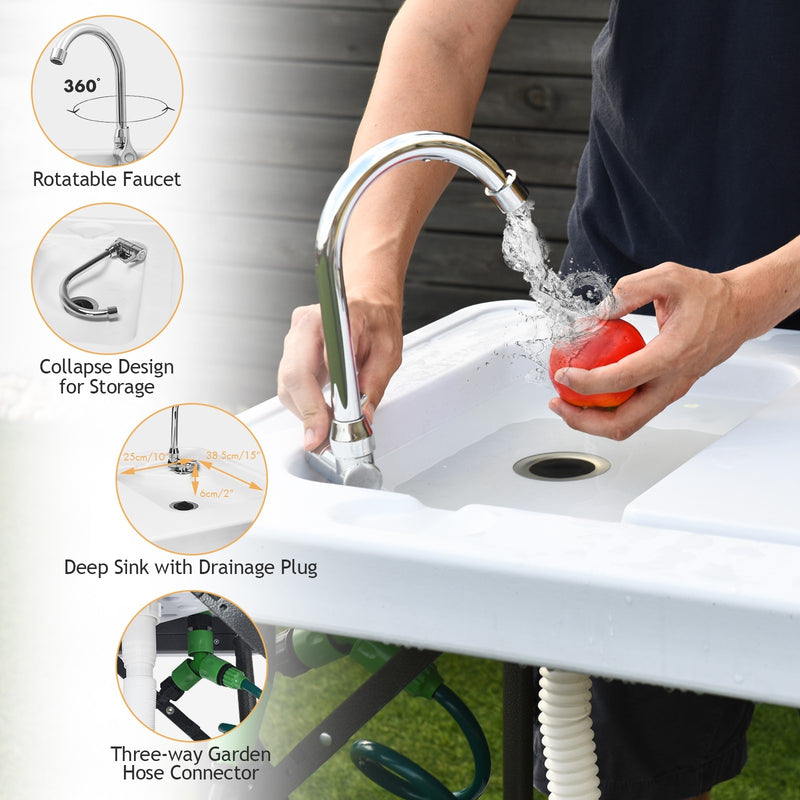 Load image into Gallery viewer, Folding Fish Table Fillet Hunting Cleaning Cutting Camping Sink Table - GoplusUS
