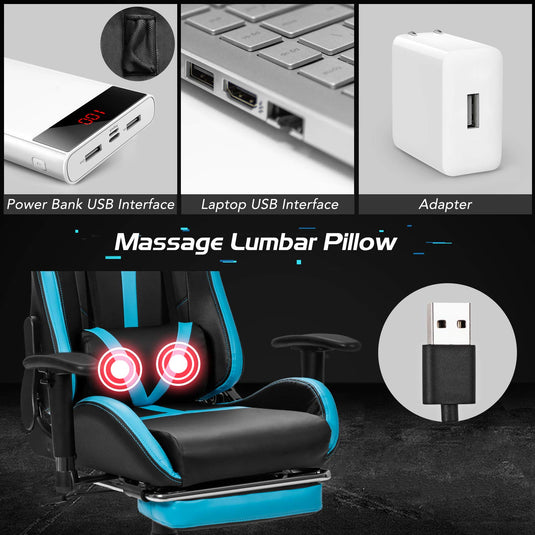 Gaming Chair, Massage Office Chair Computer Gaming Racing Chair - GoplusUS