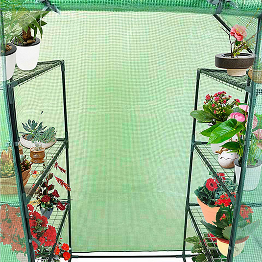 Green House Walk in Plant Gardening Greenhouse Plastic 4-Tier 8 Shelves for Indoor Outdoor, 4.9" x 2.5" x 6.4" - GoplusUS