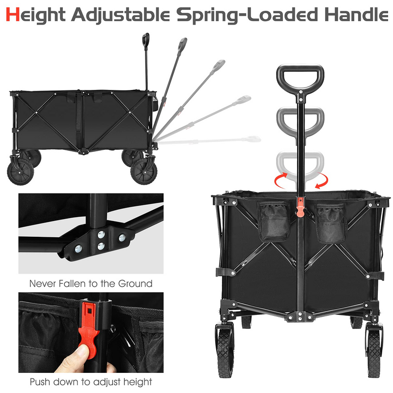 Load image into Gallery viewer, Goplus Collapsible Wagon Cart, 7.5Cu. ft Easy to Fold Garden Utility Trolley w/ Carry Bag (Black) - GoplusUS
