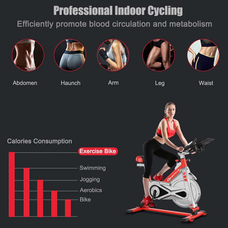 Load image into Gallery viewer, Adjustable Exercise Bike, Stationary Silent Bicycle with Dual-Spring Shock Absorption - GoplusUS
