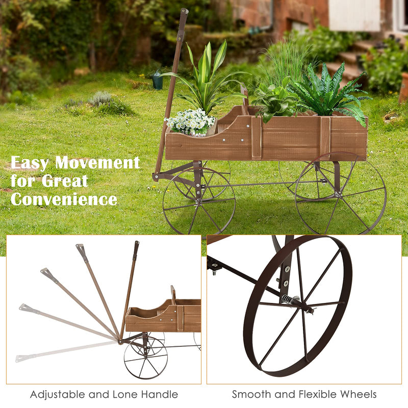 Load image into Gallery viewer, Wagon Planter, Decorative Wooden Garden Planter with Wheels
