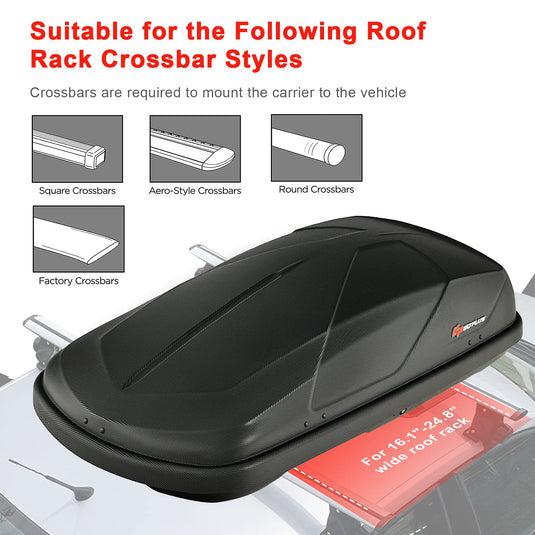 Cargo Box, Waterproof Rooftop Cargo Carrier, Heavy Duty Roof Storage Box - GoplusUS