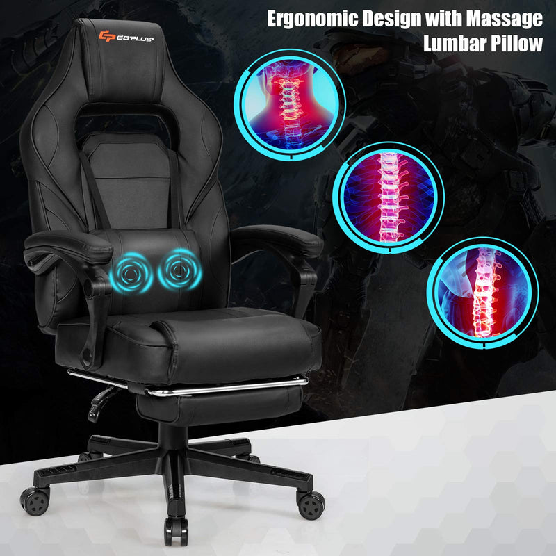 Load image into Gallery viewer, Massage Gaming Chair, Seat Height Adjustment Racing Computer Office Chair - GoplusUS
